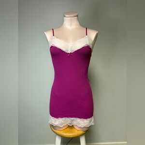 Victoria's Secret Lace Trim Chemise - Purple & Cream